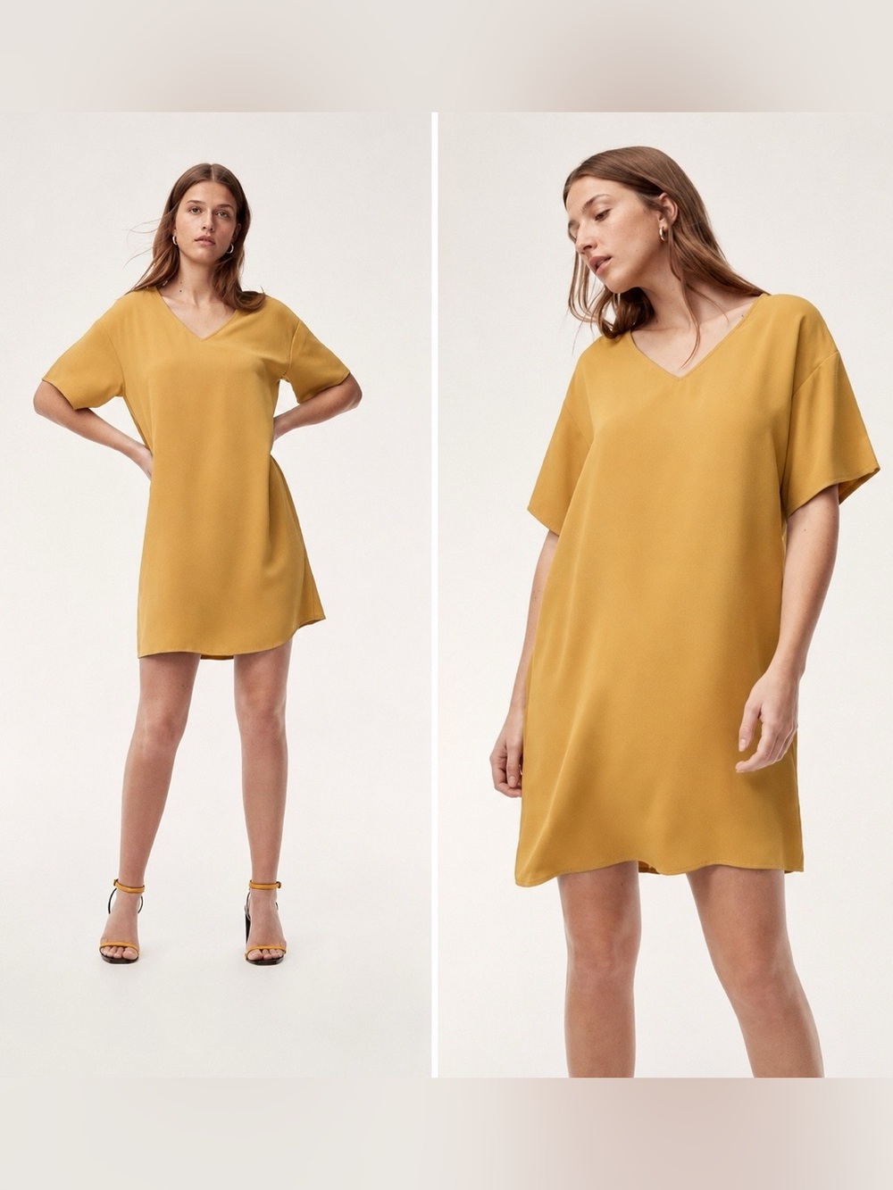 Babaton Mustard V-Neck Aaron Dress